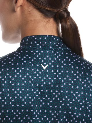 Callaway Sleeveless Framing Geo Print 1/4-Zip polo da donna, peacoat
