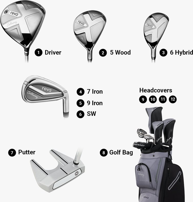 Callaway Reva 8PC Black set golf da donna, grafite