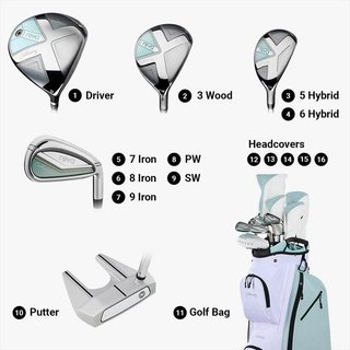 Callaway Reva 26 11PC Peach/Surf set da golf da donna (grafite), mancina + borsa carrello
