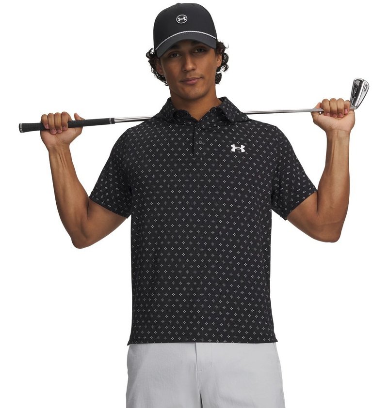 Under Armour Playoff 3.0 Printed polo uomo, nero/bianco