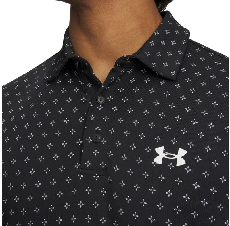 Under Armour Playoff 3.0 Printed polo uomo, nero/bianco