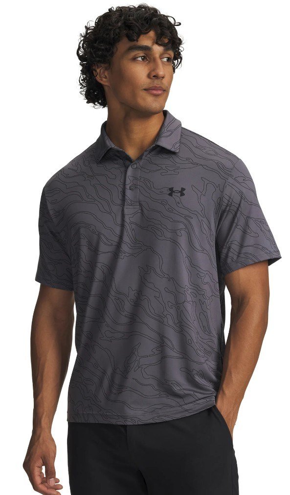 Under Armour Playoff 3.0 Printed polo da uomo, castlerock/black