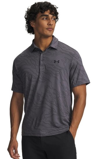 Under Armour Playoff 3.0 Printed polo da uomo, castlerock/black