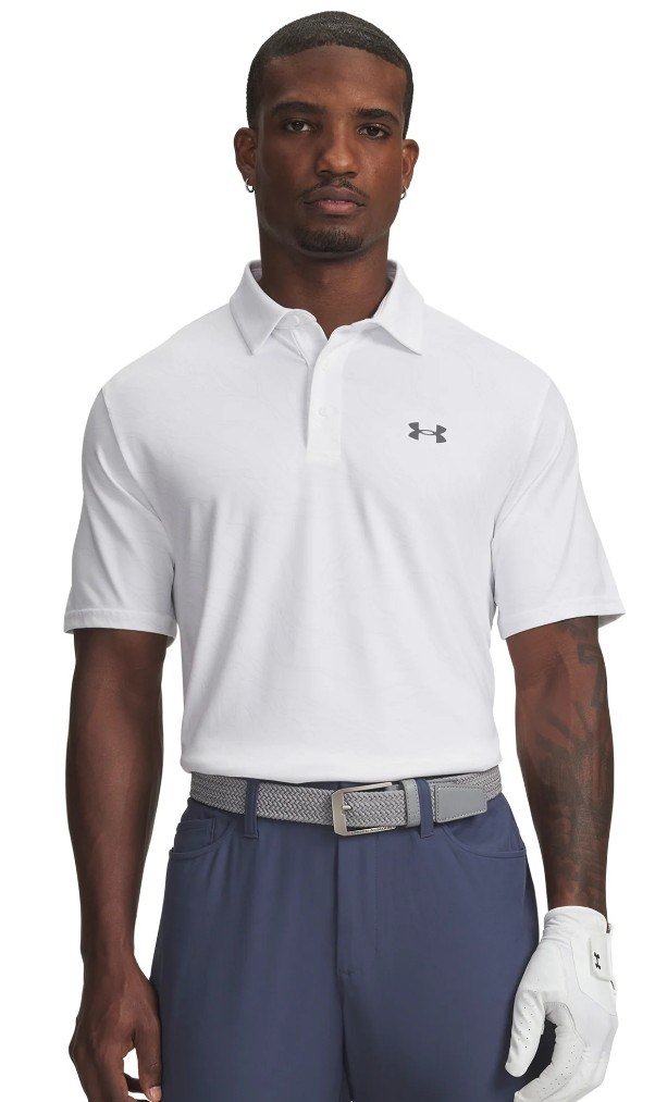 Under Armour Playoff 3.0 Printed polo da uomo, bianco/grigio distante