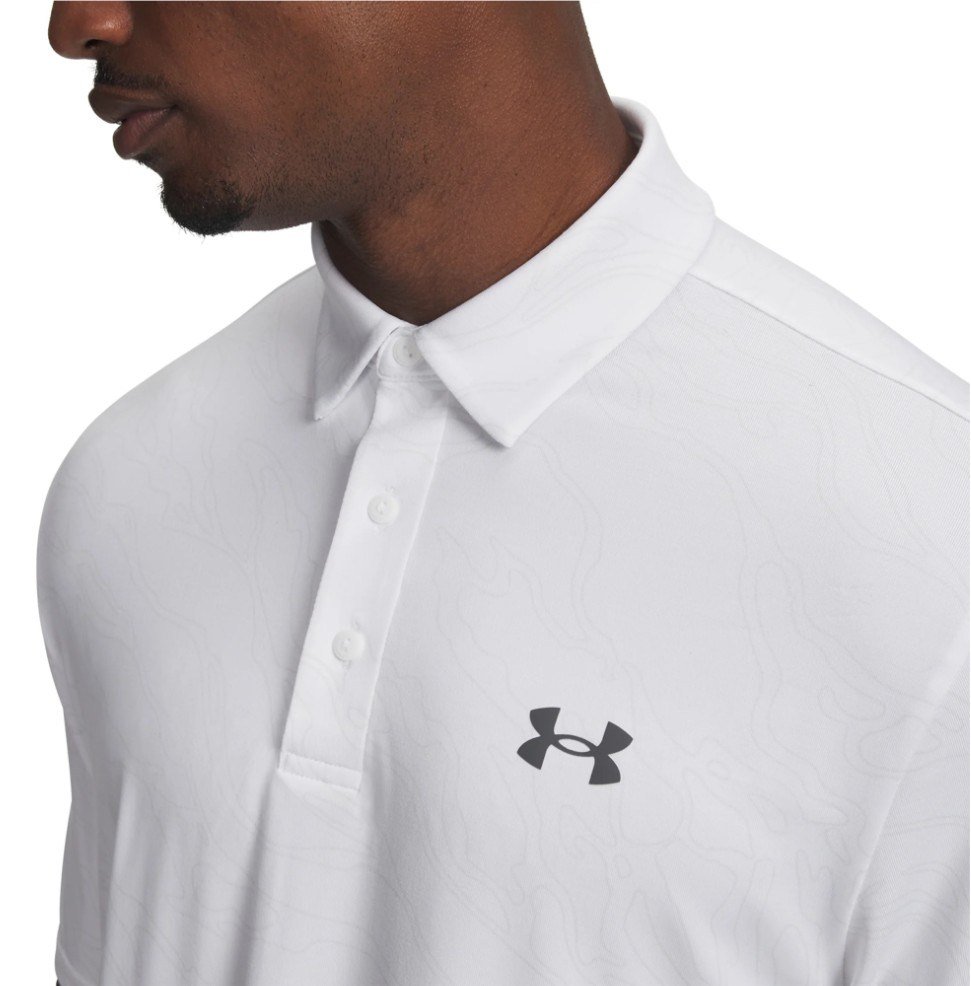Under Armour Playoff 3.0 Printed polo da uomo, bianco/grigio distante
