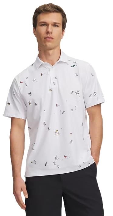 Under Armour ArmourDry Printed polo da uomo, bianco/rack green/nero