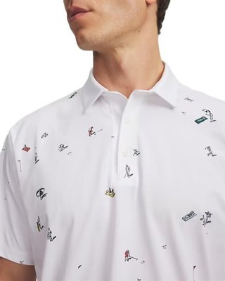 Under Armour ArmourDry Printed polo da uomo, bianco/rack green/nero