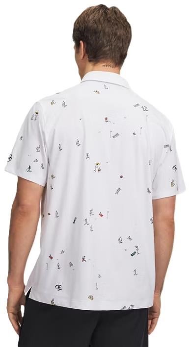 Under Armour ArmourDry Printed polo da uomo, bianco/rack green/nero