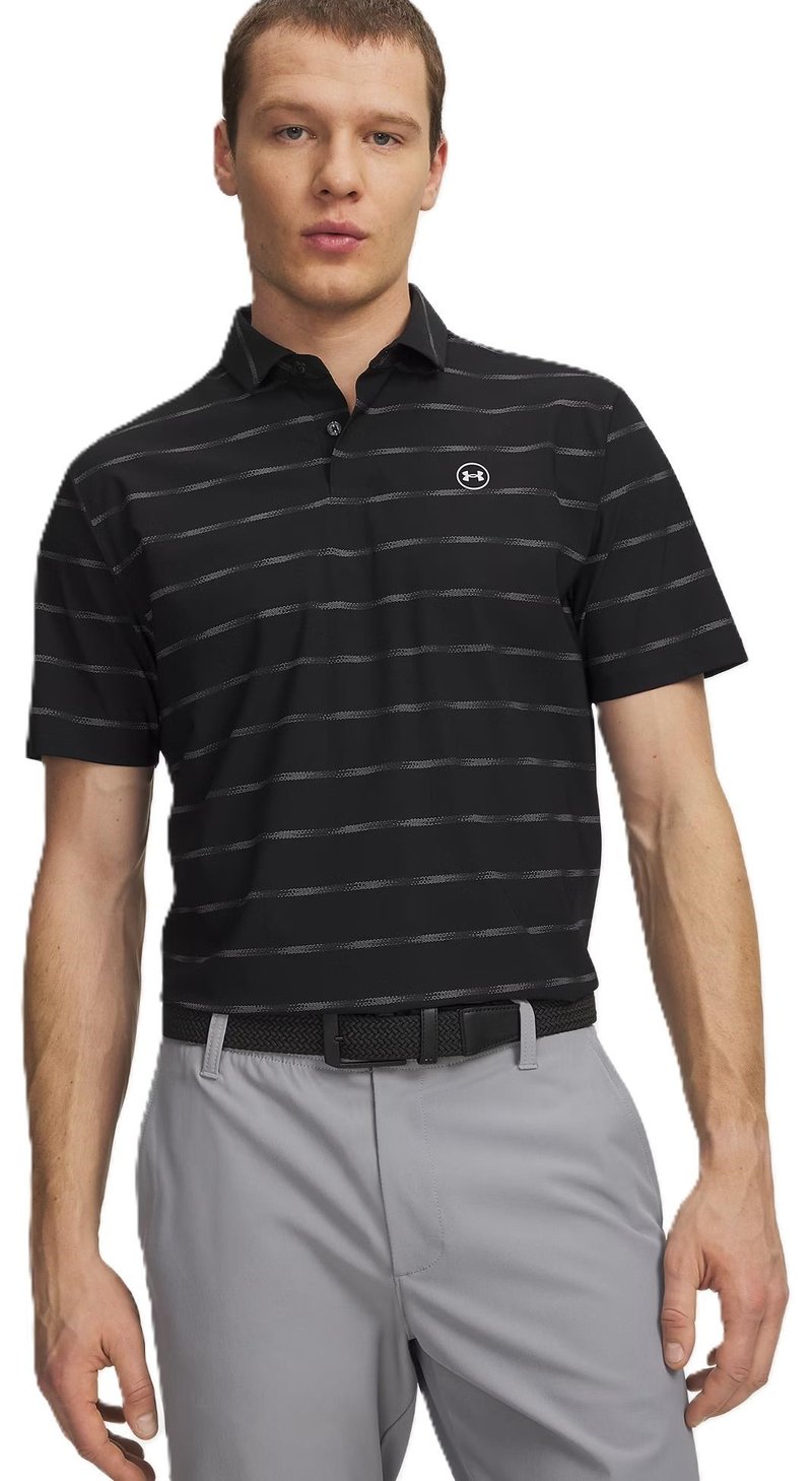 Under Armour Drive Chill Printed polo da uomo, nero/castlerock/halo gray