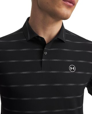 Under Armour Drive Chill Printed polo da uomo, nero/castlerock/halo gray