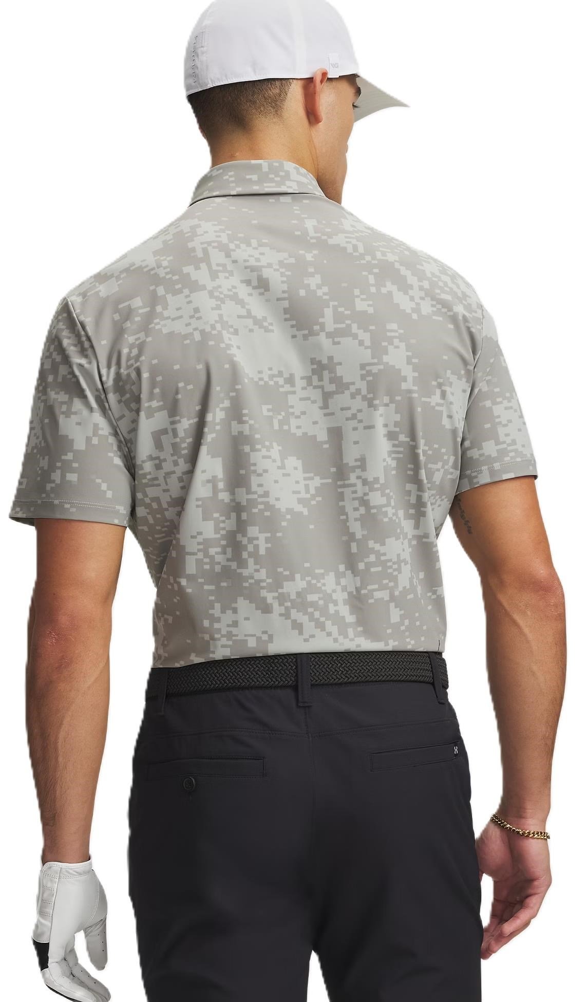 Under Armour Drive Chill Printed polo da uomo, titanium/clay green/black