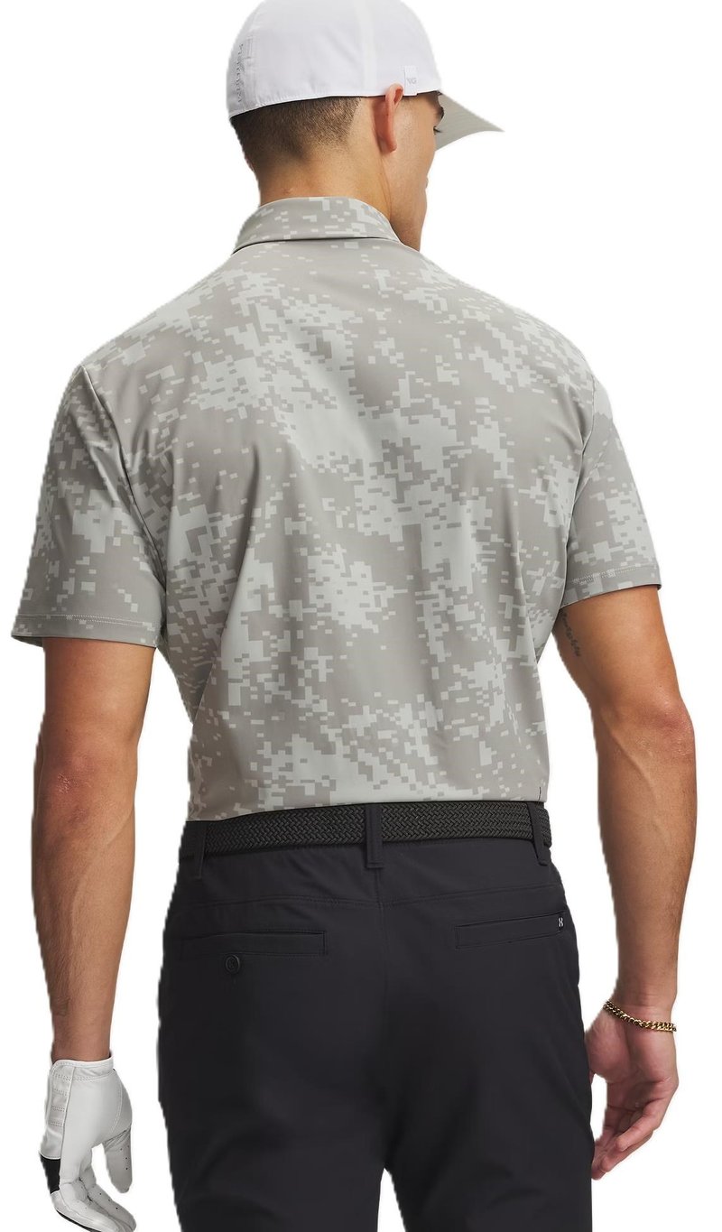 Under Armour Drive Chill Printed polo da uomo, titanium/clay green/black