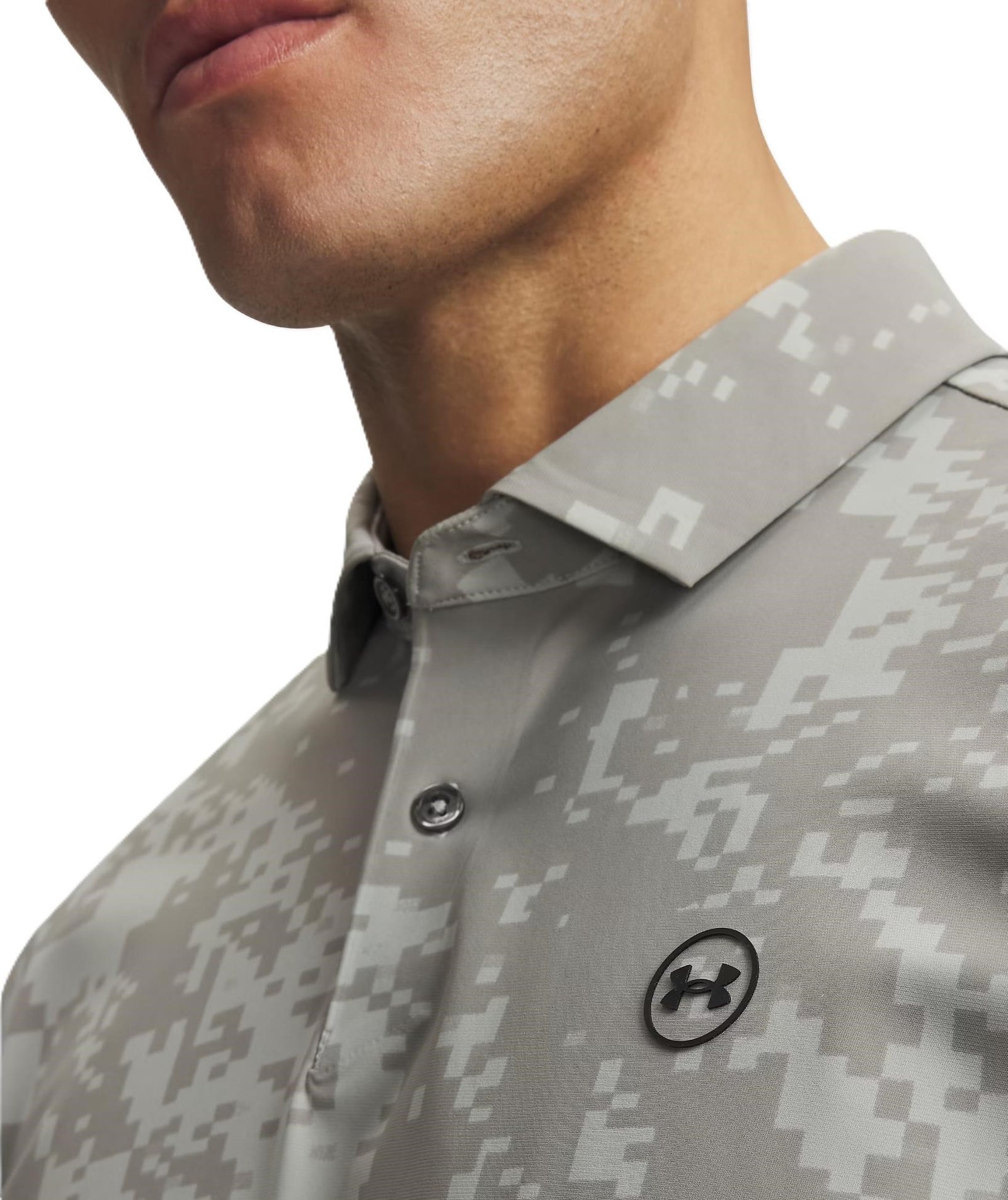 Under Armour Drive Chill Printed polo da uomo, titanium/clay green/black