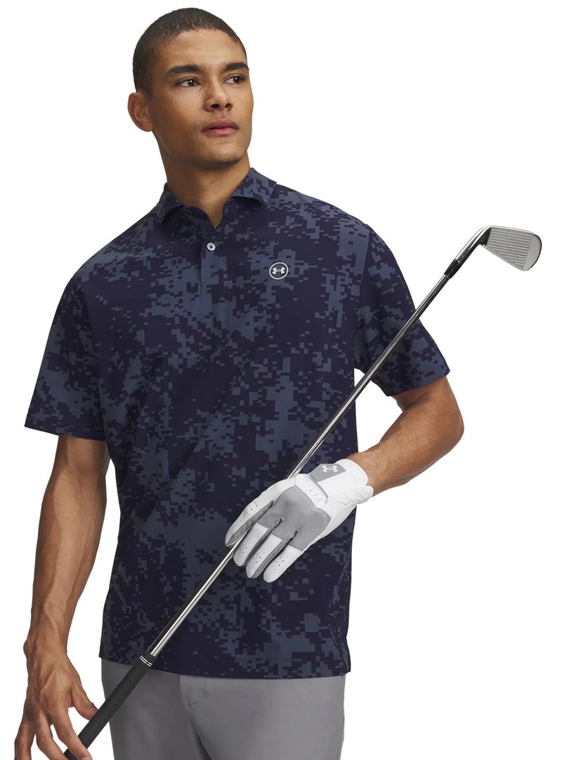 Under Armour Drive Chill Printed polo da uomo, midnight navy/halo grey