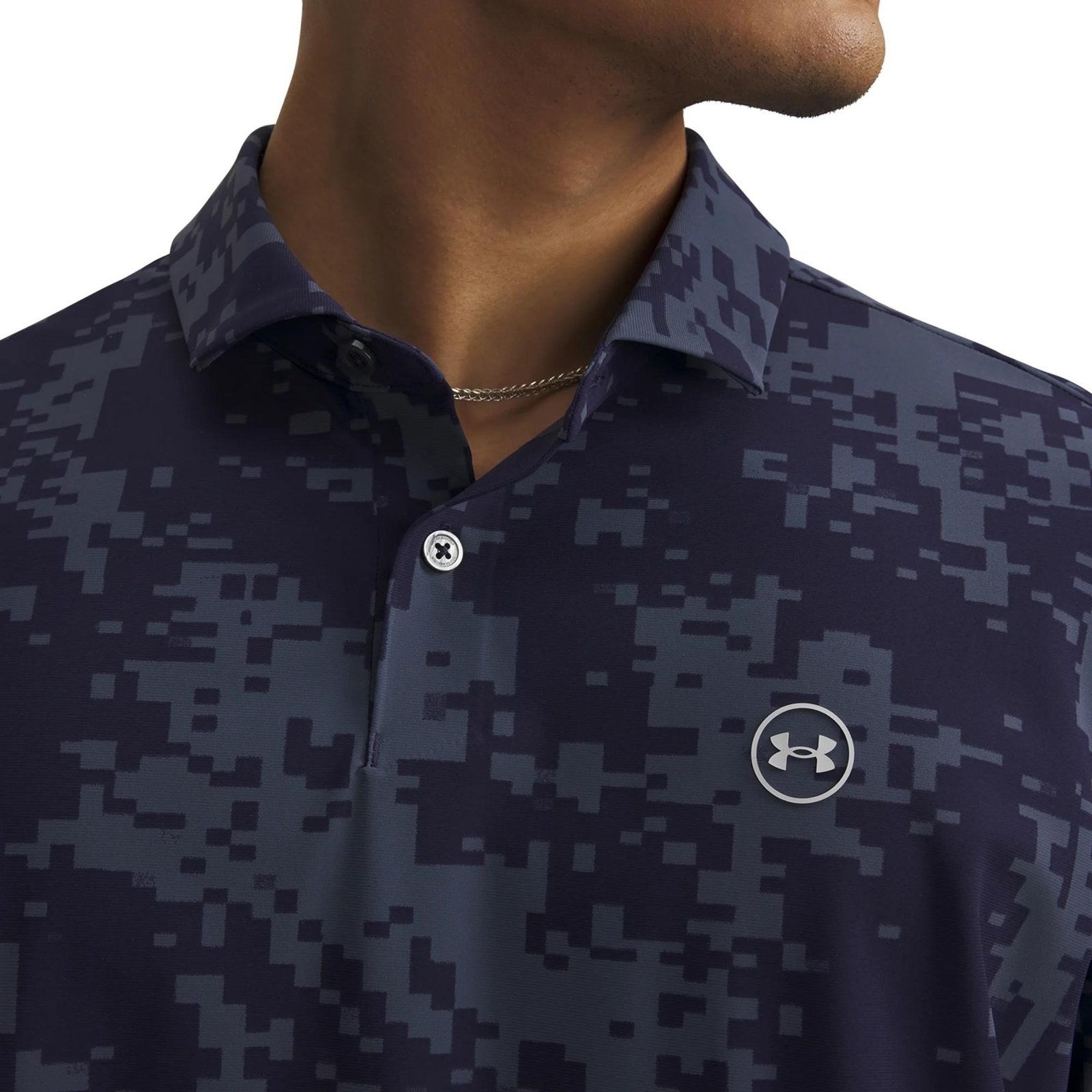 Under Armour Drive Chill Printed polo da uomo, midnight navy/halo grey