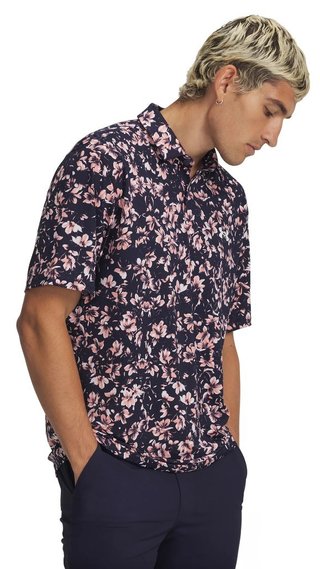 Under Armour Matchplay Printed polo da uomo, midnight navy/posh pink