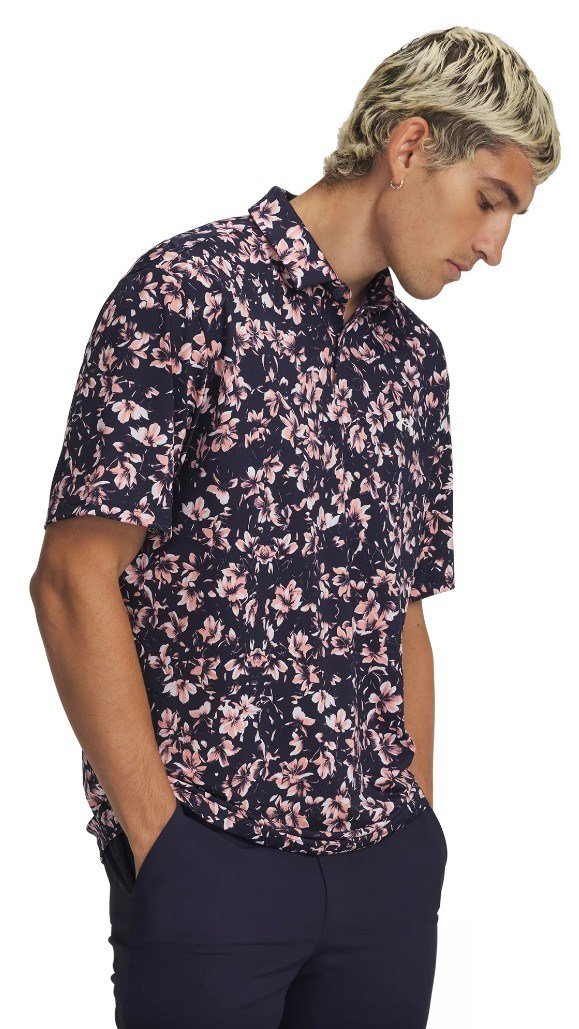 Under Armour Matchplay Printed polo da uomo, midnight navy/posh pink