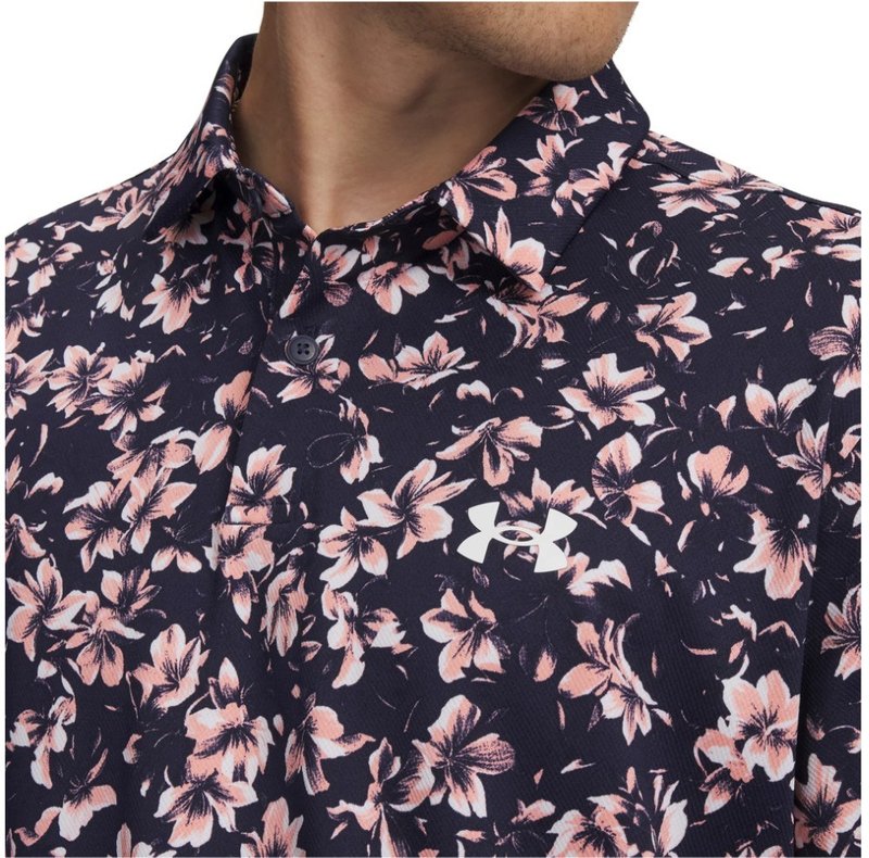 Under Armour Matchplay Printed polo da uomo, midnight navy/posh pink