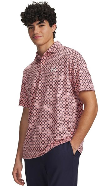 Under Armour Matchplay Printed polo da uomo, posh pink/midnight navy
