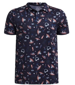 Under Armour Matchplay Printed polo junior, midnight navy/posh pink/castlerock
