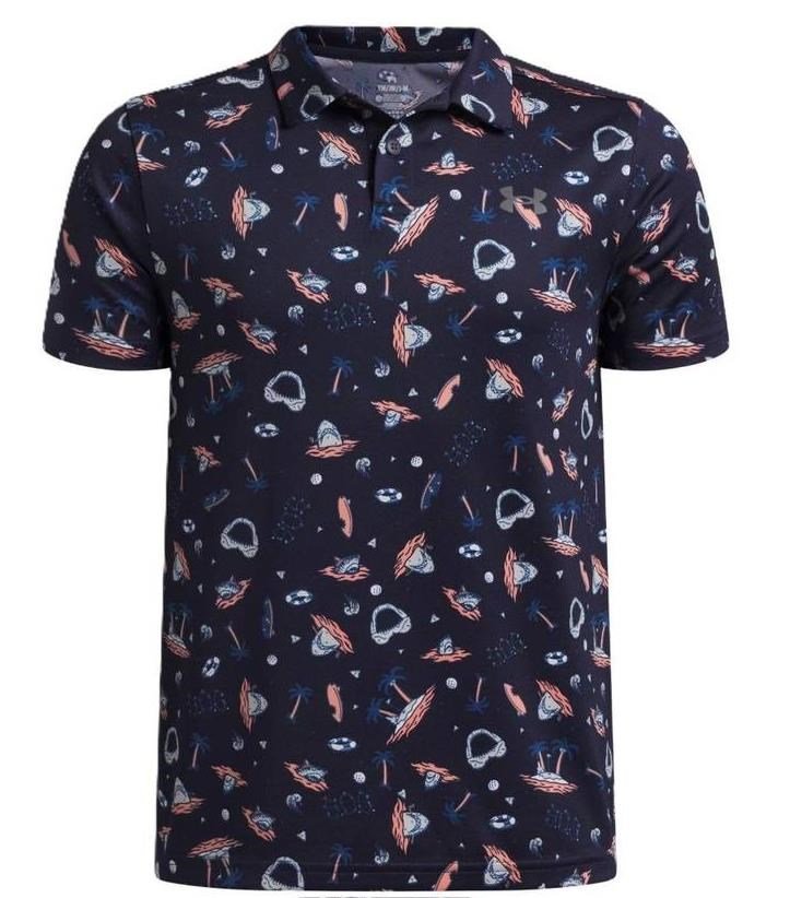 Under Armour Matchplay Printed polo junior, midnight navy/posh pink/castlerock
