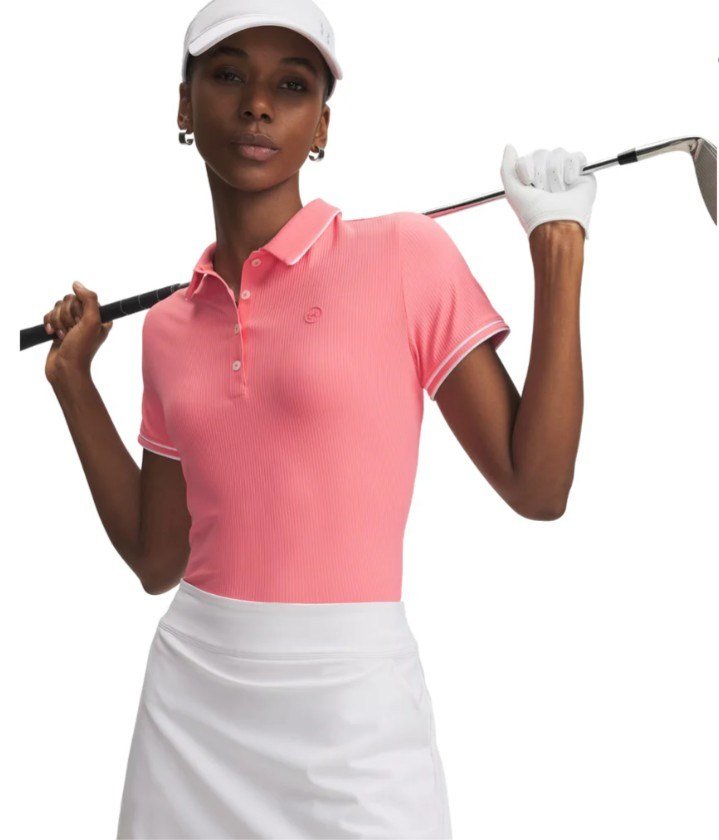 Under Armour Drive Chill polo donna, bittersweet pink/white