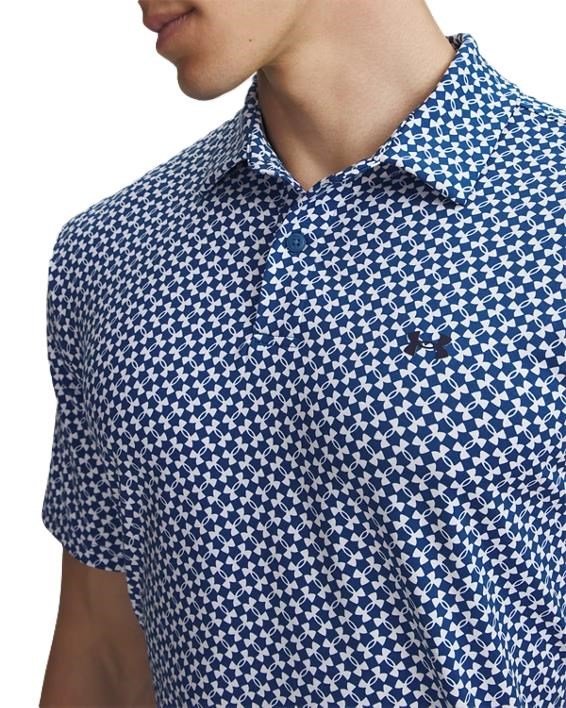 Under Armour UA T2G Printed polo da uomo, varsity blue/white/midnight navy