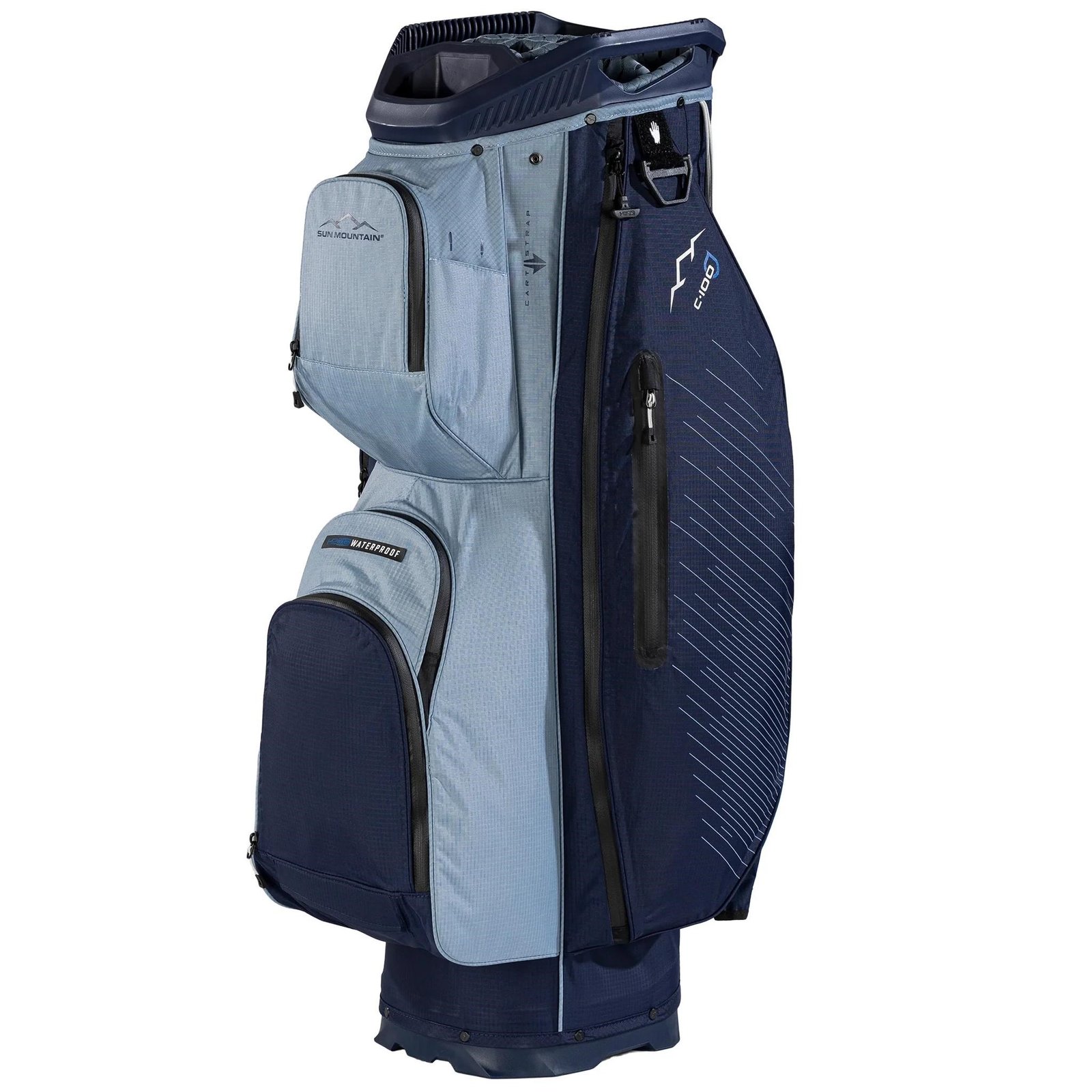 Sun Mountain H2NO C100 cart bag impermeabile 14 vie, navy/ash/platinum