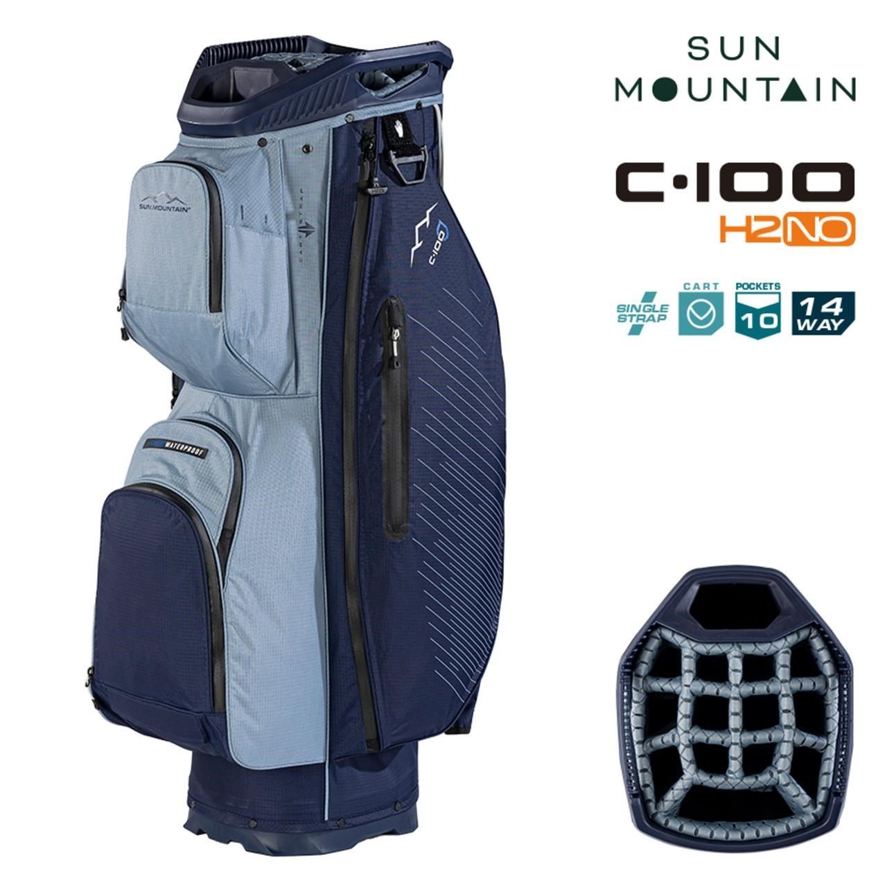 Sun Mountain H2NO C100 cart bag impermeabile 14 vie, navy/ash/platinum