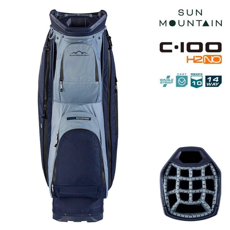 Sun Mountain H2NO C100 cart bag impermeabile 14 vie, navy/ash/platinum