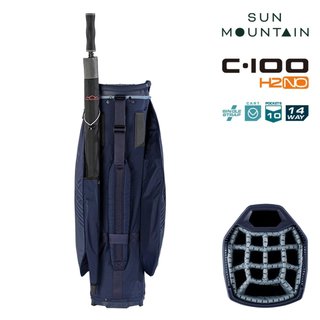 Sun Mountain H2NO C100 cart bag impermeabile 14 vie, navy/ash/platinum