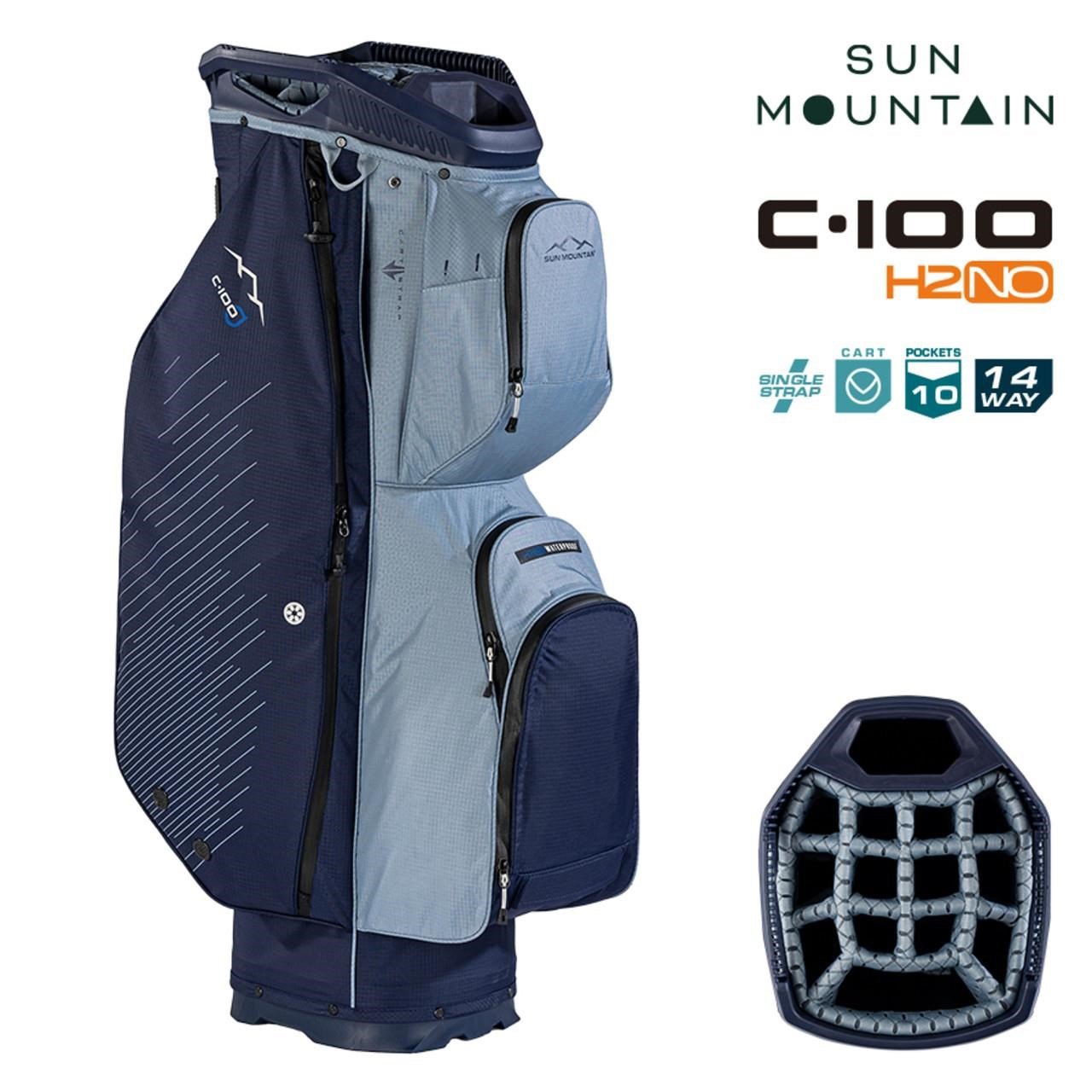 Sun Mountain H2NO C100 cart bag impermeabile 14 vie, navy/ash/platinum