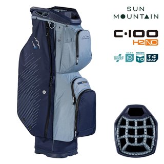 Sun Mountain H2NO C100 cart bag impermeabile 14 vie, navy/ash/platinum