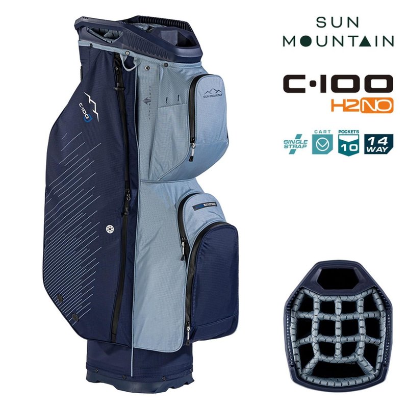 Sun Mountain H2NO C100 cart bag impermeabile 14 vie, navy/ash/platinum
