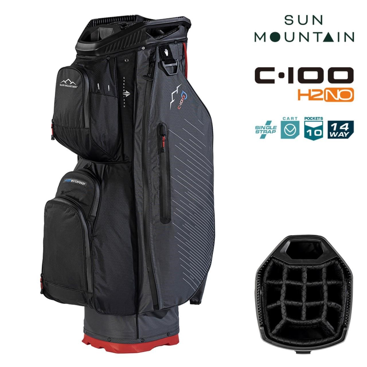 Sun Mountain H2NO C100 cart bag impermeabile, steel/black/red