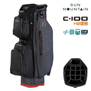 Sun Mountain H2NO C100 cart bag impermeabile, steel/black/red