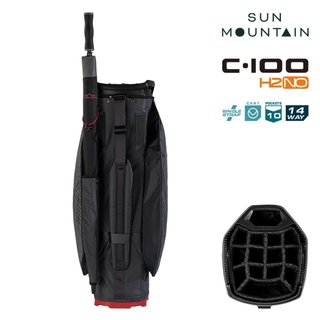 Sun Mountain H2NO C100 cart bag impermeabile, steel/black/red