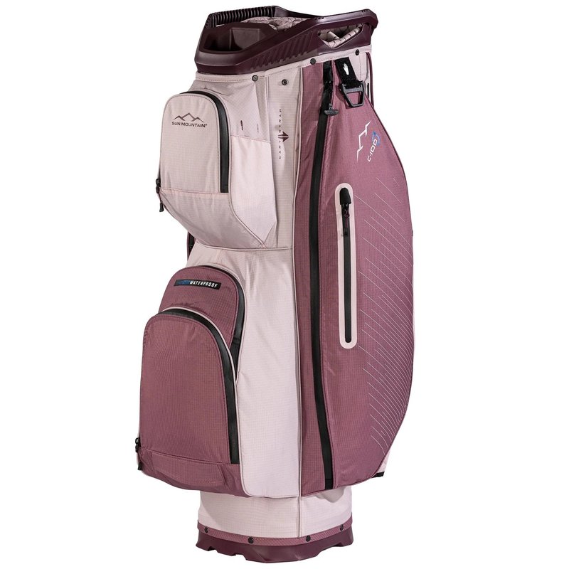 Sun Mountain H2NO C100 borsa da carrello impermeabile 14 vie, mauve/powder/wine