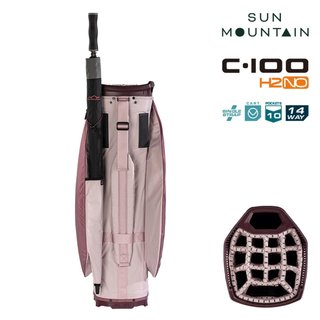 Sun Mountain H2NO C100 borsa da carrello impermeabile 14 vie, mauve/powder/wine