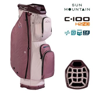 Sun Mountain H2NO C100 borsa da carrello impermeabile 14 vie, mauve/powder/wine