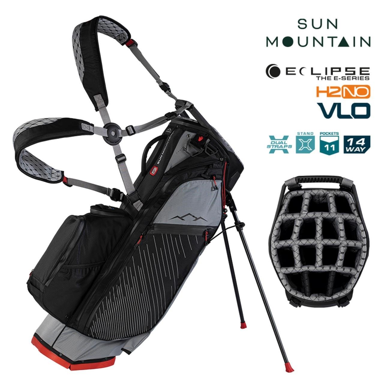 Sun Mountain H2NO E-4.5 14 Way VLO stand bag impermeabile, nickel/black/red