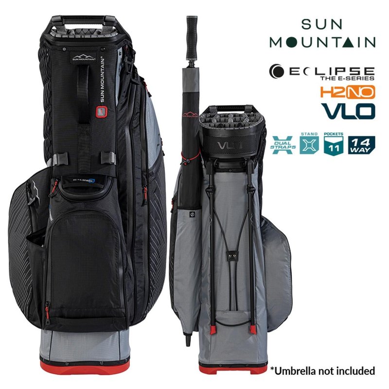 Sun Mountain H2NO E-4.5 14 Way VLO stand bag impermeabile, nickel/black/red
