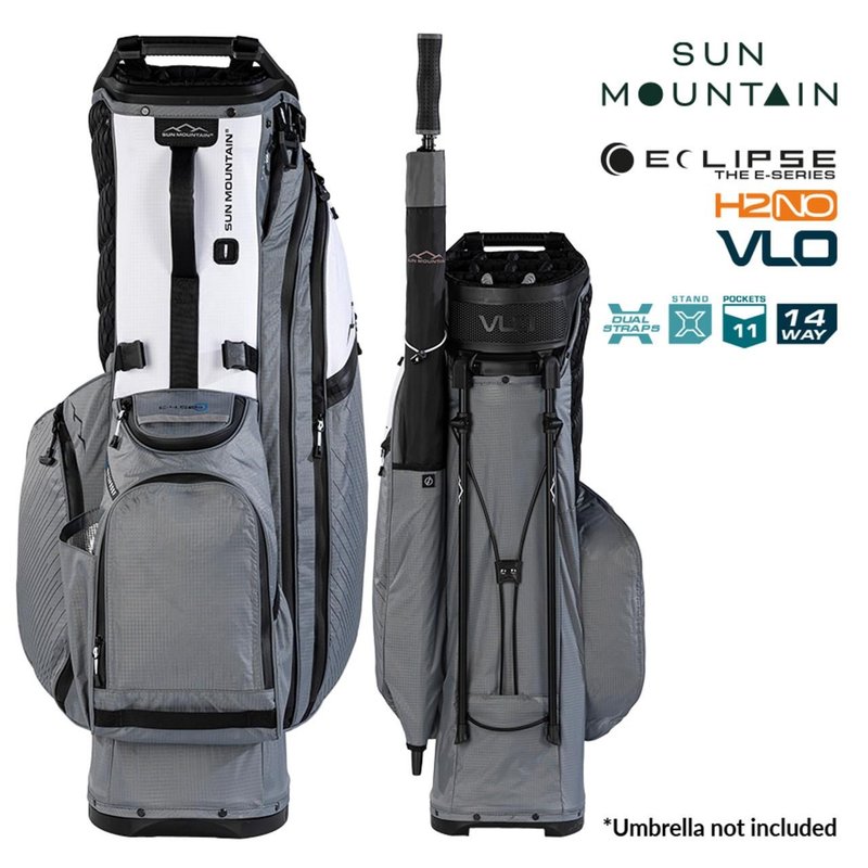Sun Mountain H2NO E-4.5 14 Way VLO stand bag impermeabile, nickel/white/black
