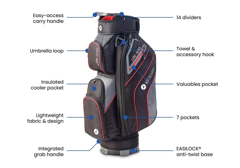 Motocaddy NEW Lite-Series cart bag, nero/blu