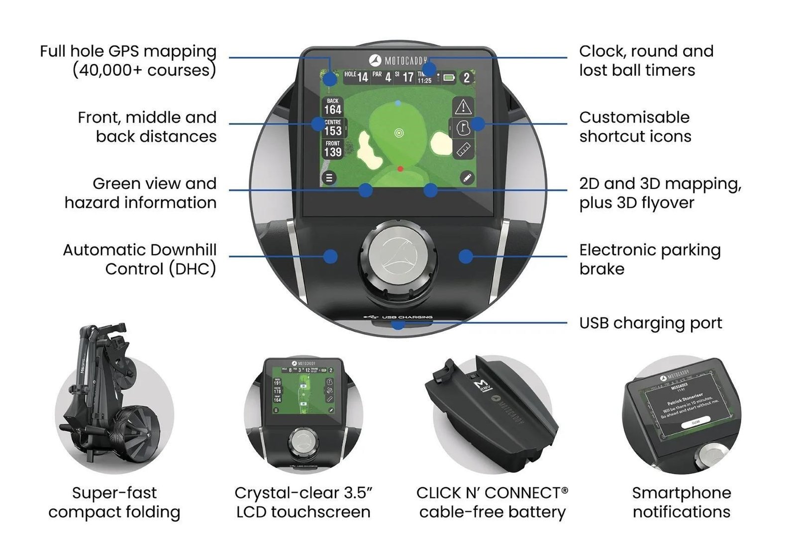 Motocaddy NEW M5 GPS DHC carrello elettrico 2026, Ultra Lithium