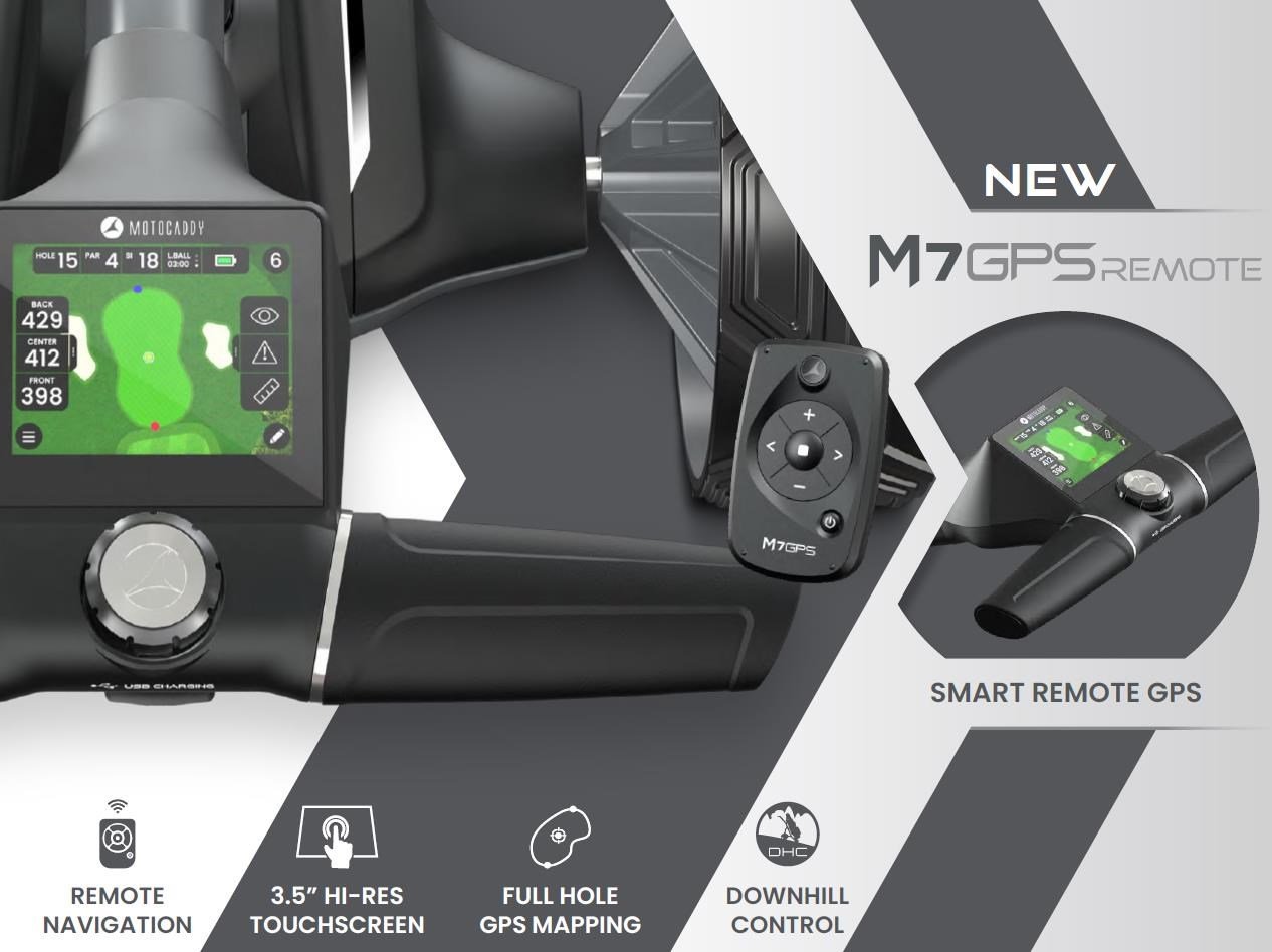 Motocaddy NEW M7 GPS REMOTE DHC carrello elettrico 2026, M7 Ultra Lithium, grafite