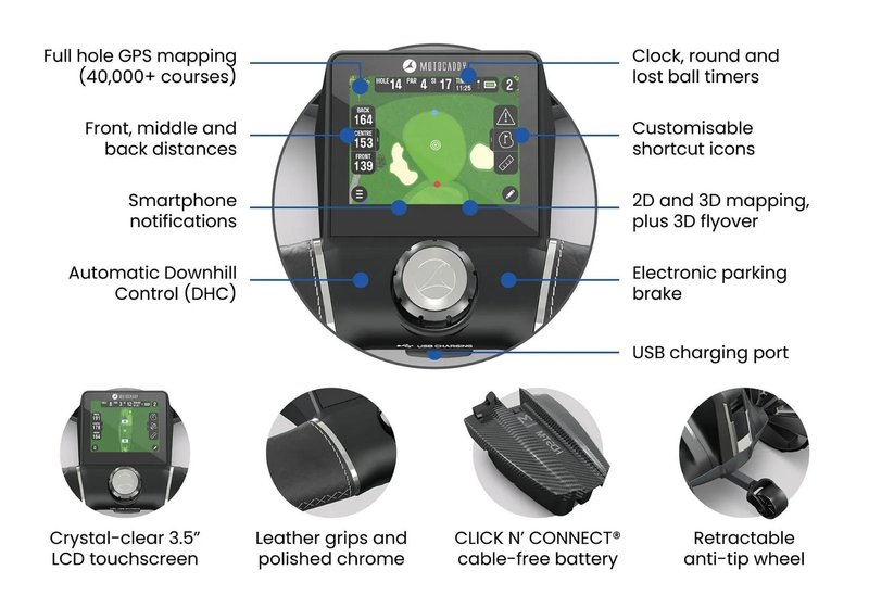 Motocaddy NEW M-TECH GPS carrello elettrico 2026, Ultra Lithium 36+, grafite