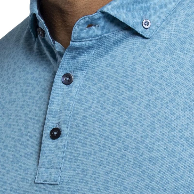 KJUS Lance Printed polo da uomo, atlas blue
