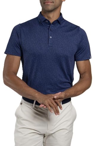 KJUS Lance Printed polo da uomo, atlanta blue