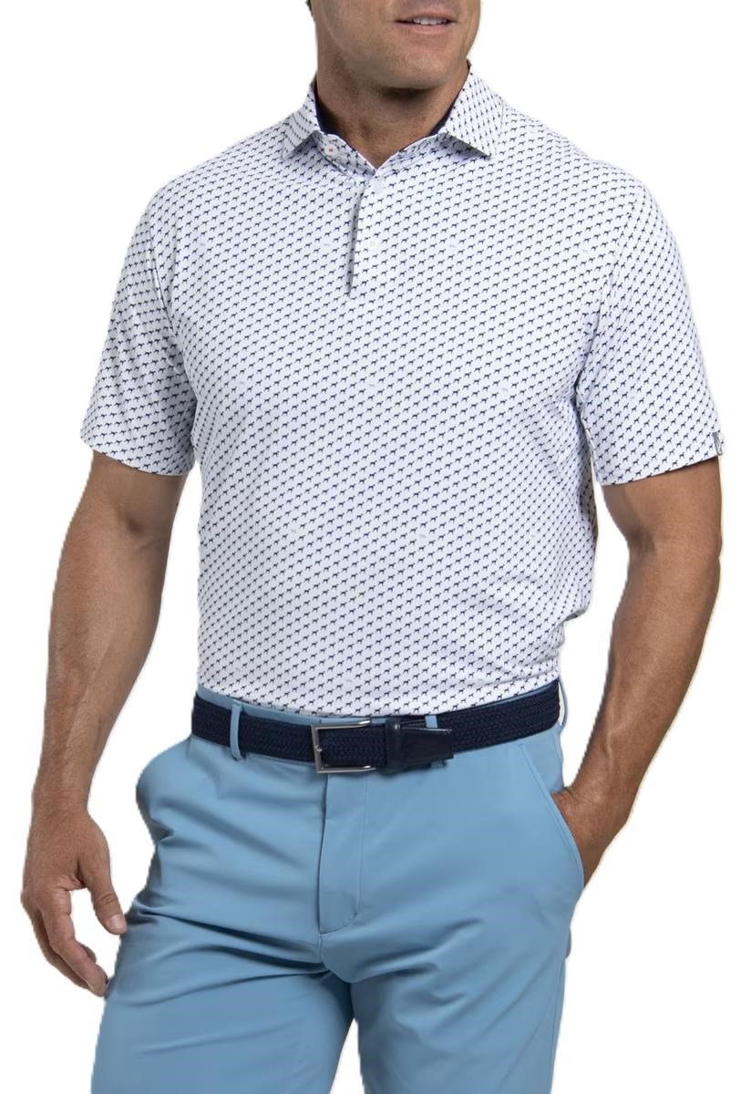 KJUS Golfer polo uomo, bianco/atlanta blue